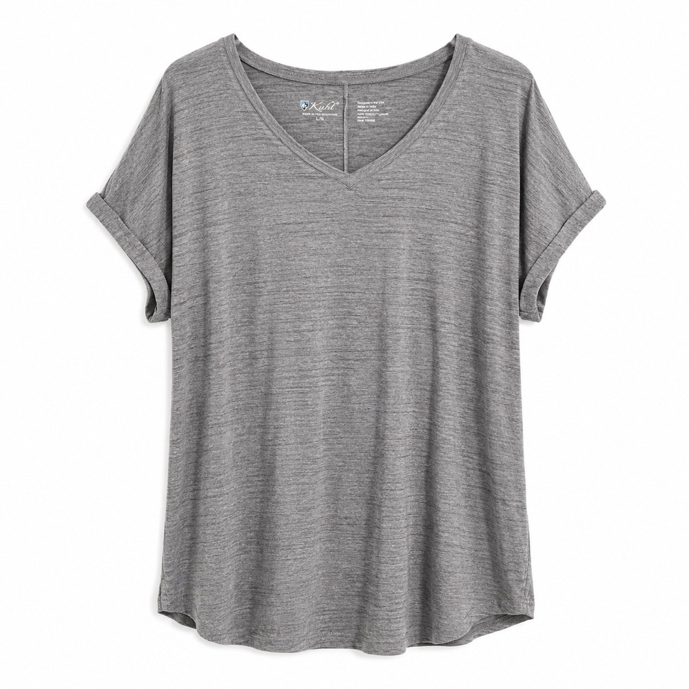 KÜHL Gray V Neck Short Sleeve Performance Tee Shirt XL